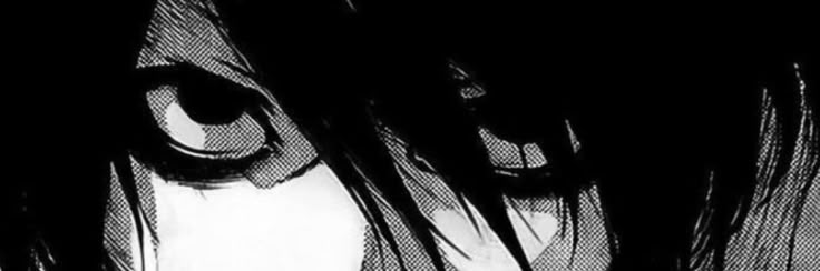 Close-up manga panel of L's eyes
